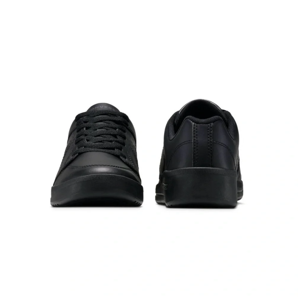 All Black Low-Top Leather Sneakers